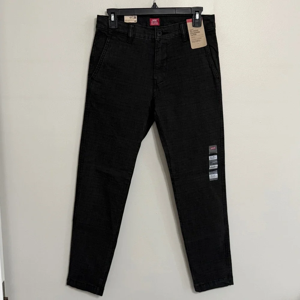 NEW Levi's Mens 28x30 XX Chino Standard Taper Stretch Gray Plaid Pants